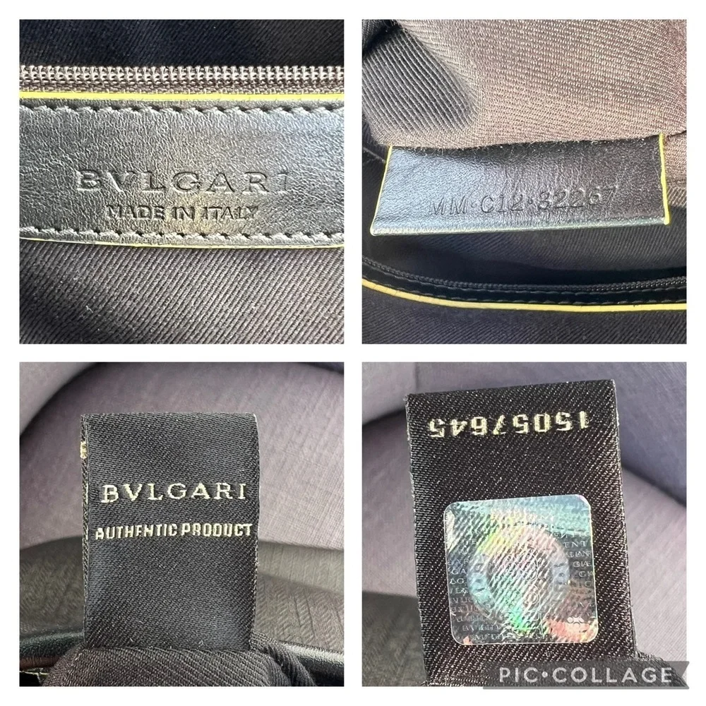 Bulgari Bvlgari Collezione Tote and Shoulder Bag Black Yellow Dark grey
